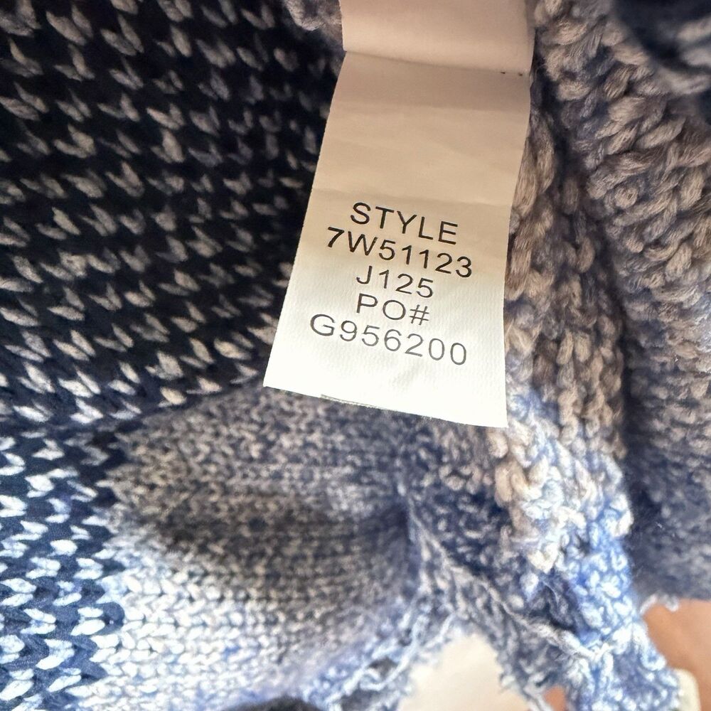 Lucky Brand Open Sweater Blue Striped Knit Fringe Western Mixed Media Artsy Sz S - Picture 8 of 11